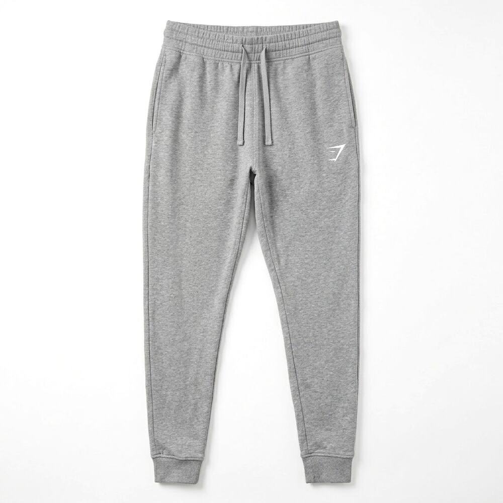 Gymshark Crest Joggers Heather Gray Slim Fit Gym Activewear Workout Mens Medium